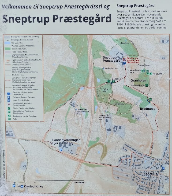Map of Snepstrup Præstegård routes