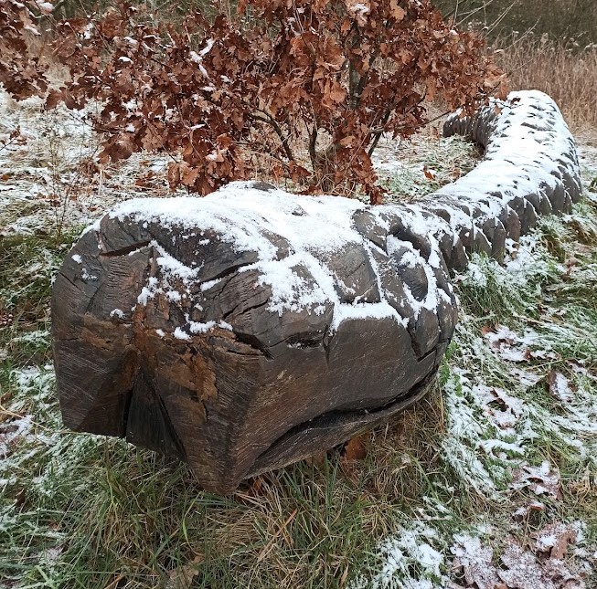 Wooden snake sculpture